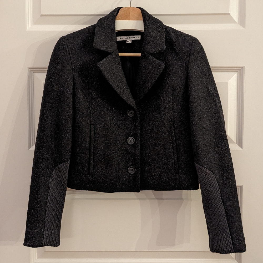 The Arrivals Boiled Wool Cropped Blazer Jacket-XS